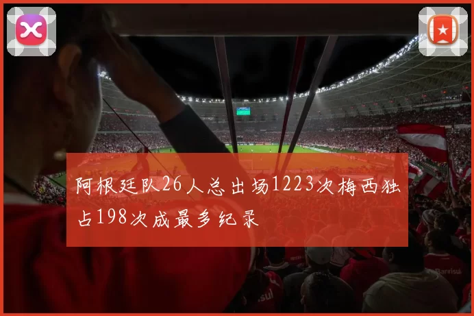 阿根廷队26人总出场1223次梅西独占198次成最多纪录